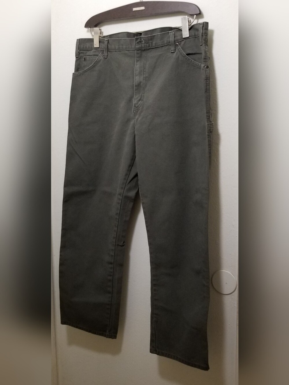Dickies Men's W38 L30 Light Army Green Straight-Leg Jeans With Utility Pockets